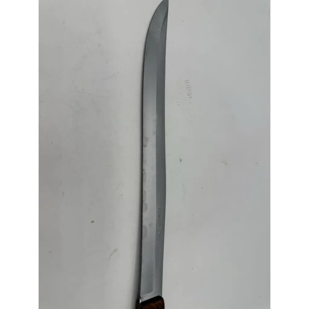 Vintage Flint Hollow Ground Steak Slicer Knife – 10.5” Wood Handle – Made in USA